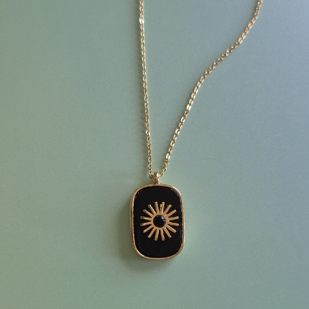 Gold Tone and Black Pendant Necklace KC Chic Design